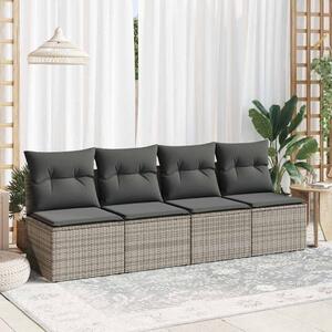 VidaXL 2 részes szürke polyrattan akácfa kerti ülőgarnitúra párnákkal