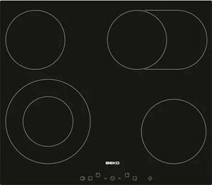 Beko HIC64403T Beépíthető kerámia főzőlap, 58 cm, 4 főzőzóna, Gyerekzár, Fekete