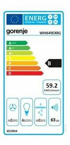 Gorenje WHI649EXBG Kürtős páraleszívó, 608 m3/óra, 3 fokozat, B energiaosztály