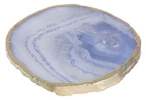 CRYSTAL poháralátét arany szegéllyel, kék Achát, Ø 11 cm