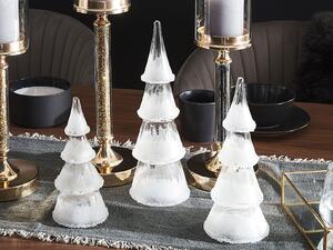 Fehér Karácsonyfák Üvegből Háromdarabos Szettben LED Világítással KIERINKI