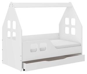 Hangulatos Házikó gyerekágy 140x70cm matraccal és ágyneműtartóval - balos