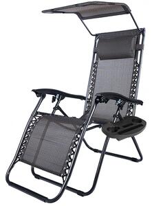 Zéró gravitáció szék napellenzővel és pohártartóval 2 db, több színben-fekete