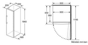 Bosch GSN33VLEP Fagyasztószekrény, 225L, M:176cm, elektronikus hőmérsékletszabályozás, E energiaosztály, Inox