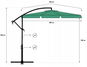 Kerti összecsukható napernyő világoszöld 350cm