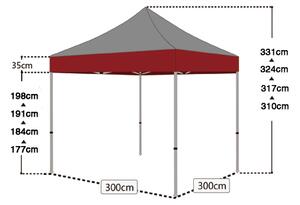 Ollós sátor 3x3 m piros All-in-One