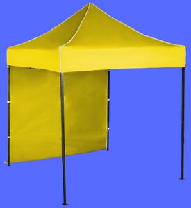 Gyorsan összecsukható sátor 2x2m – acél, Sárga, 1 oldalfal