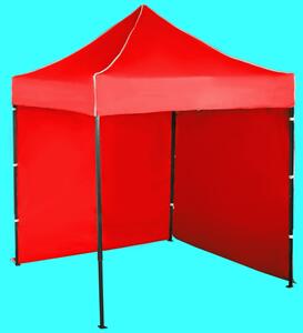 Gyorsan összecsukható sátor 2x2m – acél, Piros, 2 oldalfal
