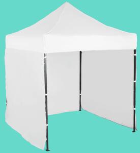Gyorsan összecsukható sátor 2x2m – acél, Fehér, 3 oldalfal
