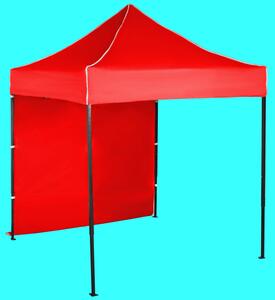 Gyorsan összecsukható sátor 2x2m – acél, Piros, 1 oldalfal