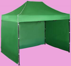 Gyorsan összecsukható sátor 2x3m – acél, Zöld, 3 oldalfal
