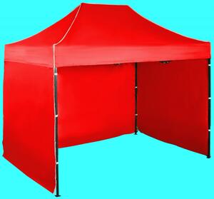 Gyorsan összecsukható sátor 2x3m – acél, Piros, 3 oldalfal