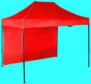 Gyorsan összecsukható sátor 2x3m – acél, Piros, 1 oldalfal