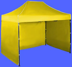 Gyorsan összecsukható sátor 2x3m – acél, Sárga, 3 oldalfal