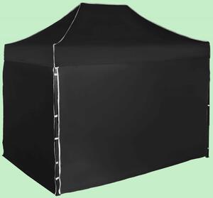 Gyorsan összecsukható sátor 2x3m – acél, Fekete, 4 oldalfal