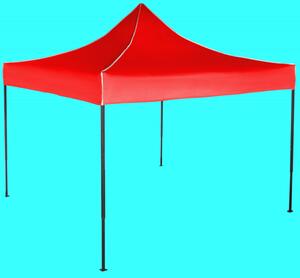 Gyorsan összecsukható sátor 3x3 m – acél, Piros, Oldalfalak nélkül