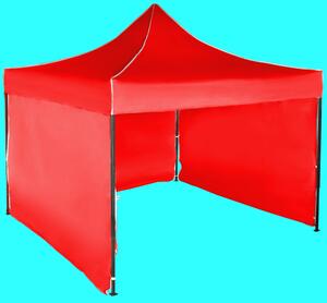 Gyorsan összecsukható sátor 3x3 m – acél, Piros, 3 oldalfal