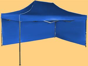 Gyorsan összecsukható sátor 3x4,5 m – acél, Kék, 2 oldalfal