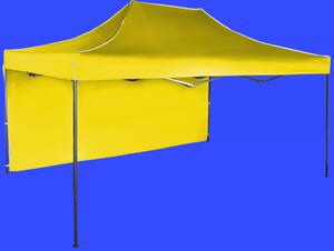 Gyorsan összecsukható sátor 3x4,5 m – acél, Sárga, 1 oldalfal