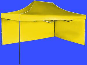 Gyorsan összecsukható sátor 3x4,5 m – acél, Sárga, 2 oldalfal