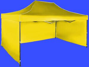 Gyorsan összecsukható sátor 3x4,5 m – acél, Sárga, 3 oldalfal