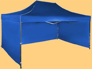 Gyorsan összecsukható sátor 3x4,5 m – acél, Kék, 3 oldalfal