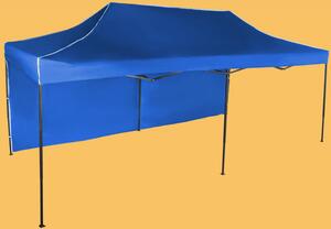 Gyorsan összecsukható sátor 3x6m - acél, Kék, 1 oldalfal