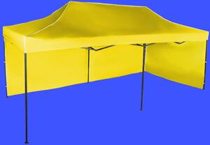 Gyorsan összecsukható sátor 3x6m - acél, Sárga, 2 oldalfal
