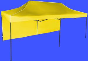 Gyorsan összecsukható sátor 3x6m - acél, Sárga, 1 oldalfal
