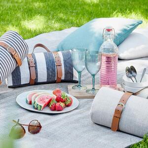 WANDERLUST piknik takaró, szürke halszálkamintás 150 x 200cm