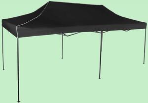Gyorsan összecsukható sátor 3x6m - acél, Fekete, Oldalfalak nélkül