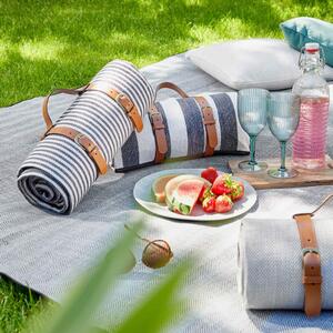 WANDERLUST piknik takaró, kék-krémszín csíkos 150 x 200cm