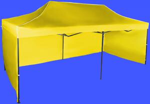 Gyorsan összecsukható sátor 3x6m - acél, Sárga, 3 oldalfal