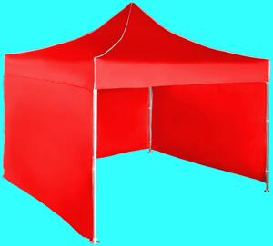 Gyorsan összecsukható sátor 3x3 m - alumínium, Piros, 3 oldalfal