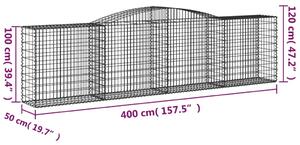 VidaXL íves horganyzott vas gabion kosár 400x50x100/120 cm
