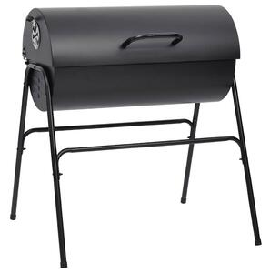 VidaXL fekete acél henger alakú grillsütő 2 sütőráccsal 80x95x90 cm