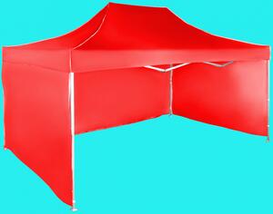 Gyorsan összecsukható sátor 3x4,5m - alumínium, Piros, 3 oldalfal