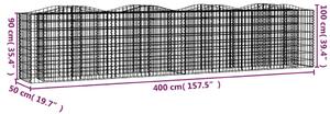 VidaXL íves horganyzott vas gabion magaságyás 400x50x100 cm