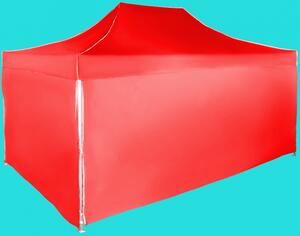 Gyorsan összecsukható sátor 3x4,5m - alumínium, Piros, 4 oldalfal