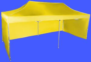 Gyorsan összecsukható sátor 3x6m - alumínium, Sárga, 3 oldalfal