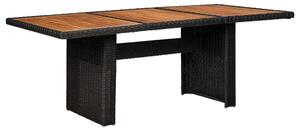 VidaXL Kerti Étkezőasztal - Polyrattan - Fekete - 200x100 cm