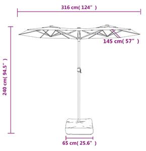 VidaXL antracitszürke dupla tetős napernyő 316x240 cm
