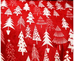 CHRISTMAS TREES piros 2db mikroplüss ágynemű + SOFT fehér mikroplüss lepedő 180x200 cm