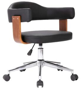 VidaXL Forgószék - Fekete Műbőr és Fa - Ergonomikus