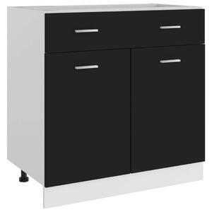 VidaXL fekete forgácslap fiókos alsószekrény 80 x 46 x 81,5 cm