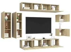 Modern TV Szekrény Szett - Sonoma Tölgy - 8 részes