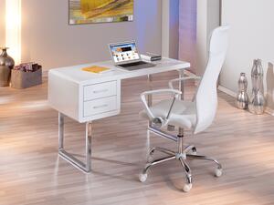 INT-Claude modern fémvázas magasfényű fehér íróasztal