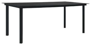 VidaXL fekete acél és üveg kerti étkezőasztal 190 x 90 x 74 cm