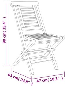 VidaXL 4 db tömör tíkfa összecsukható kerti szék 47 x 63 x 90 cm