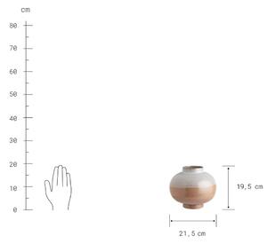 LIVIA kerámia gömb váza, krémszín-terrakotta 19,5cm
